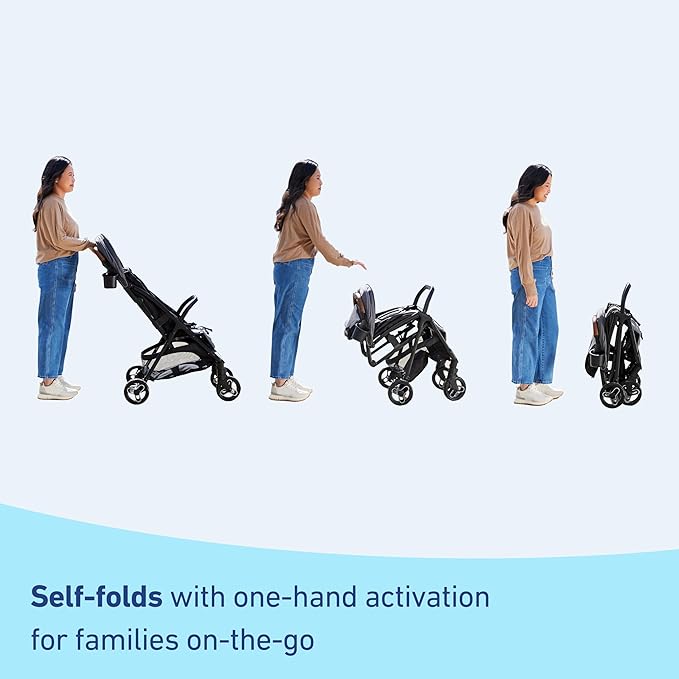 Graco Ready2Jet Compact Stroller – Overhead Friendly Compact Travel Stroller with Automatic Fold, Geo Pop