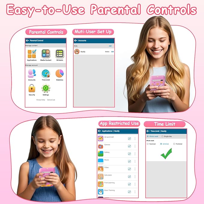 Kids Smart Phone Toys with 3.97" Touchscreen, Christmas Birthday Gifts for Kids Ages 3-12, Toddler Learning Cell Phone with Games & Dual Camera, Girls Phone Toys for Age 3 4 5 6 7 8 9 Years Old