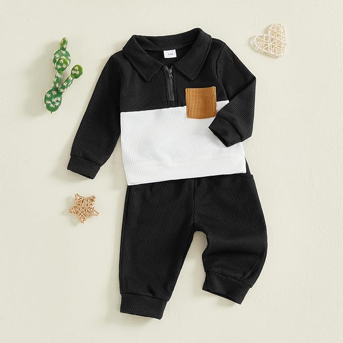 Baby Boy Toddler Fall Outfit Striped Sweatshirt Toddler Boy Winter Waffle Clothes 3 6 12 18 Months 2 3 T Pant Set