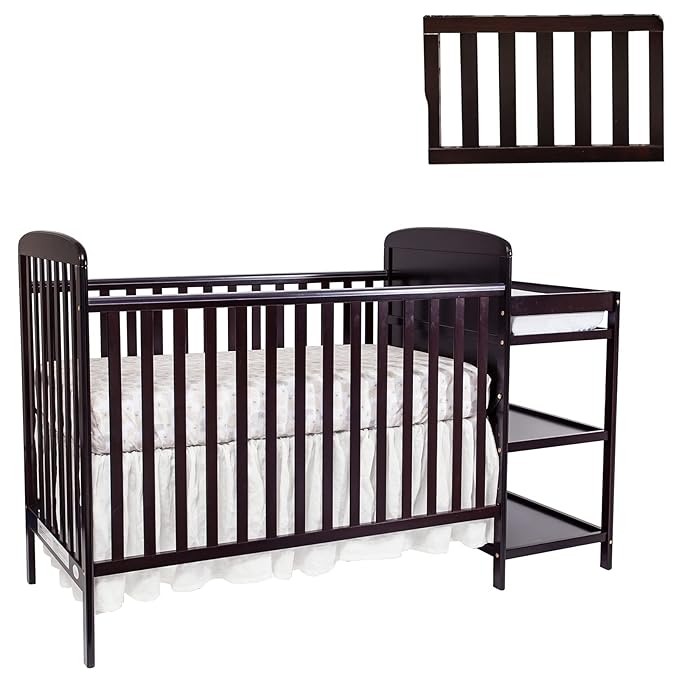 Suite Bebe Ramsey 3-in-1 Convertible Crib and Changing Table with Toddler Guard Rail Bundle, Expresso