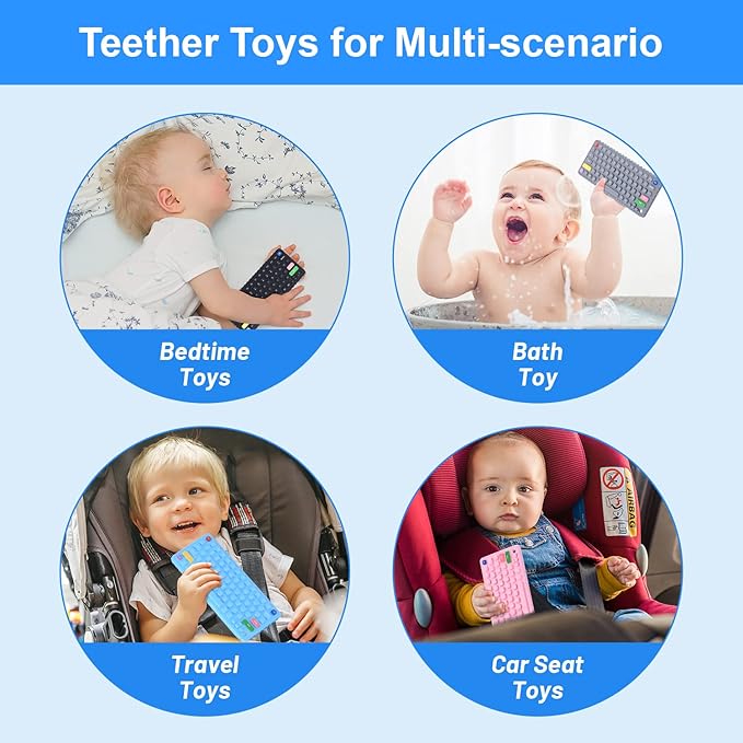 Baby Keyboard Teething Toys for Babies 0-3, 0-6, 6-12 Months | Soft Silicone Keyboard Teethers Toys | Baby Fidget Toys 0-6 Months | Infant Teether Pacifier for Breastfeeding Baby Boy Girl