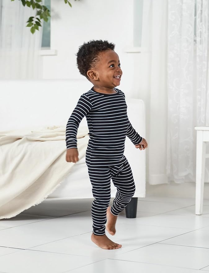 AVAUMA Stripe Pattern Baby Boys Girls Pajama Set Kids Toddler Snug fit Ribbed Sleepwear pjs for Daily Life Style