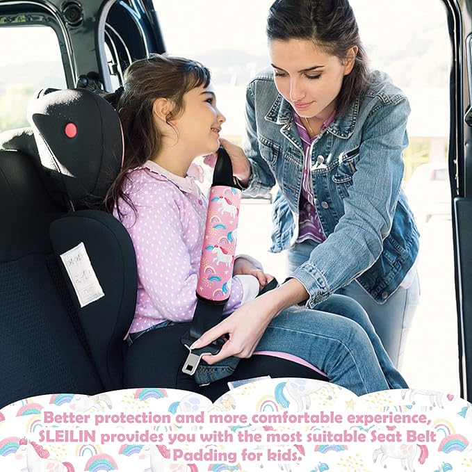 Seat Belt Cover for Kids, Seat Belt Pad for Boys Girls, Car Seat Straps Shoulder Pads for Kids, Kid's Seat Belt Cushion, Shoulder Strap Pad, 1 Piece （Unicorn）