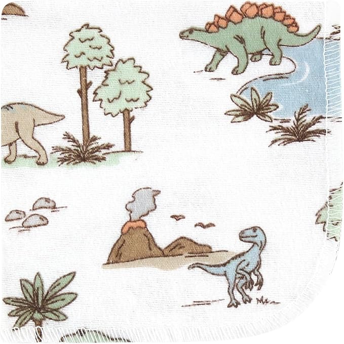 Hudson Baby Unisex Baby Flannel Washcloths, Dinosaur Adventures 12Pk, One Size