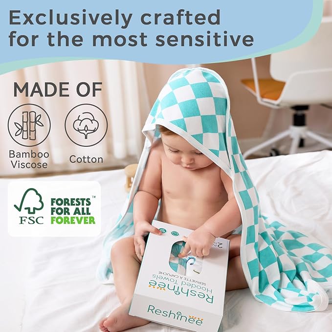 Baby Hooded Towel, 2 Pack Bath Towel for Boy or Girl, Soft Baby Bath Towel, Shower Gifts for Newborn, Infant, Toddler (29 X 29 Inch)