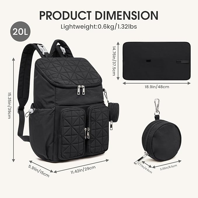 G4Free Diaper Bag Backpack for Moms Dads Travel Baby Bag with Pacifier Case & Insulated Pockets,Black