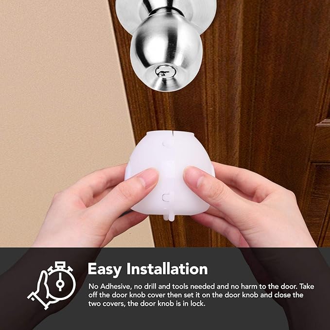 Mom's Choice Gold Awards Winner - EUDEMON 4 Pack Baby Safety Door Knob Covers Door Knob Locks(not Suit for All Door knobs)