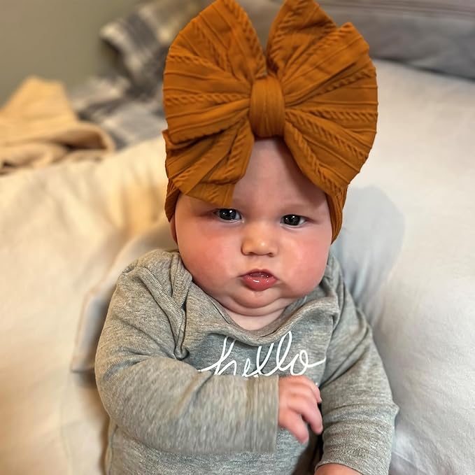 CÉLLOT 6 Pcs Baby Bows Headbands Nylon Hairbands Baby Girl Bows Hair Accessories for Newborn Infant Toddler Essentials (Earth Tone)