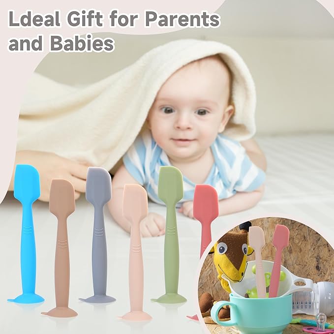 Baby Diaper Cream Spatula Applicator 3 Pack(with 3 Travel Case), Butt Paste Spatula Soft Silicone,Diaper Rash Cream Applicator, Baby Essentials Must Haves Newborn Stuff (Green Grey Azure)