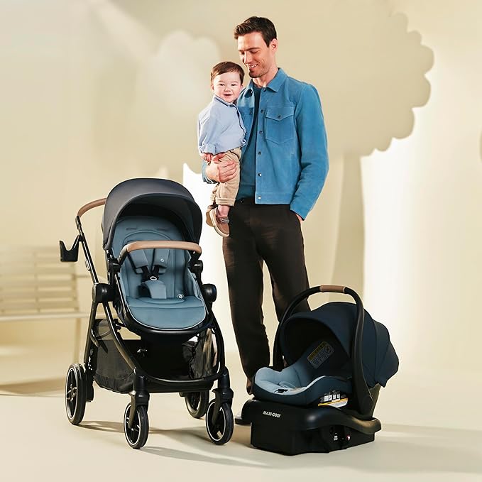 Maxi-COSI Zelia Pro 5-in-1 Travel System with Mico Pro Infant Car Seat, Baby Stroller Combo, Reversible Seat, Large Wheels, Adjustable Handle, Newborn to Toddler, Lightweight, Classic Oat