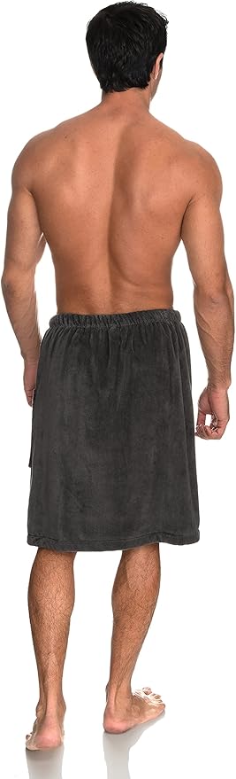 TowelSelections Mens Cotton Shower Wrap Adjustable Terry Velour Spa Bath Towel Wrap Sauna Gym Towels for Men