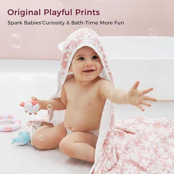 Momcozy Baby Towel with Hooded - Ultra Soft & Absorbent Large Bath Towel Set for Comfort & Gentle on Baby's Skin - Shower Gift & Bath Essential & Baby Registry Search for Newborn,Infant,Toddler,Kids