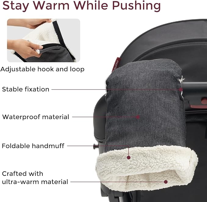 Momcozy Stroller Gloves Warmmuffs | Universal Winter Anti-Freeze Stroller Mittens | Handmuff Accessories |Plush,Weather-Proof