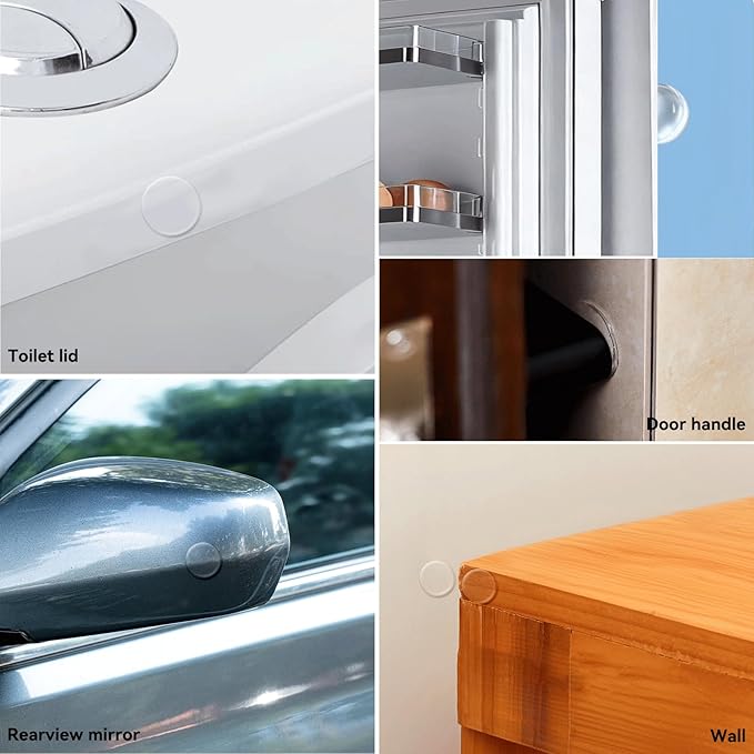 9pcs Wall Bumpers, Clear Wall Protectors, Door Bumpers for Doorknob, Furniture Bumpers, Reducing Noise, Protecting Walls,Using for Entrance Door,Cabinet Door,Fridge Door, Wall Bumper (25*25mm)