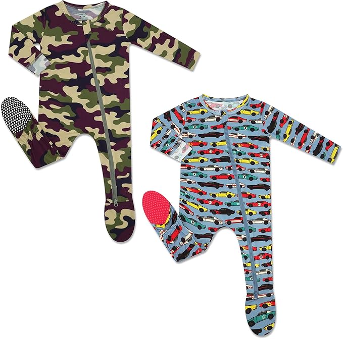 HAPIU Rayon from Bamboo Baby Footed Pajamas, 2 Way Premium Zipper, Footie for Baby Boy Girls, Newborn-24 Months
