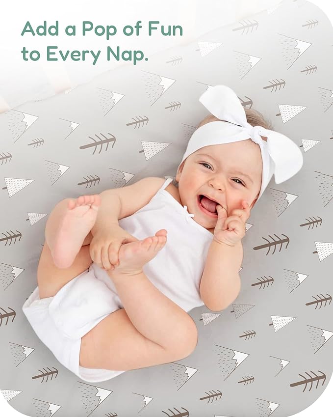 Crib Sheets 2 Pack, Fitted Crib Sheet for Standard Crib Mattress 28x52x9, Ultra Soft Jersey Knit, Breathable Stretchy Deep Pocket, Snug Fit Stays Put, Baby Crib Mattress Sheet