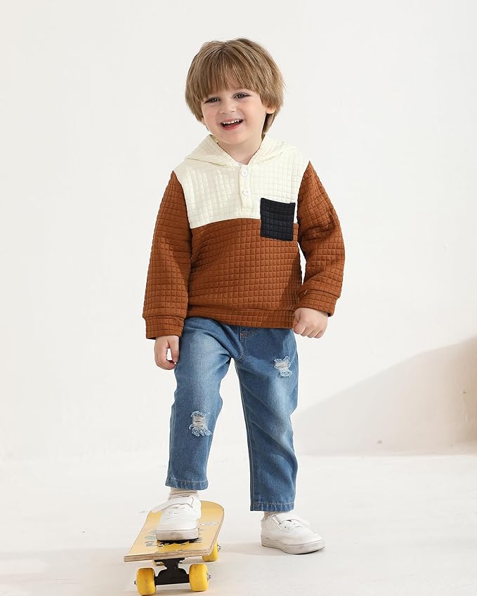 NZRVAWS Toddler Baby Boy Clothes 6 12 18 24 Months Long Sleeve Hoodie Sweatshirt Fall Winter 2-8T Little Boy Outfits