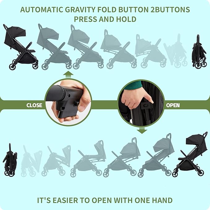 COOL KIDS Baby Stroller,Umbrella Stroller with Automatic Fold,Baby Strollers with Pop Out Sun Canopy,Baby Airplane Travel Essentials(Black)