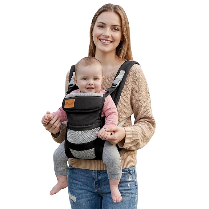 Baby Carrier Newborn to Toddler(7-30lbs), Toddler Carrier with Adjustable Shoulder Strap, Baby Holder Carrier with Breathable Mesh Fabric, Black