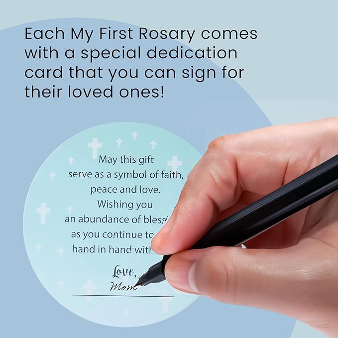 Sweet Treasures Gift – Baptism Gifts for Boys and Girls, First Rosary with Ceramic Keepsake Box and Card, Catholic First Communion Gift, Christening and Baby Shower Rosary Beads, White