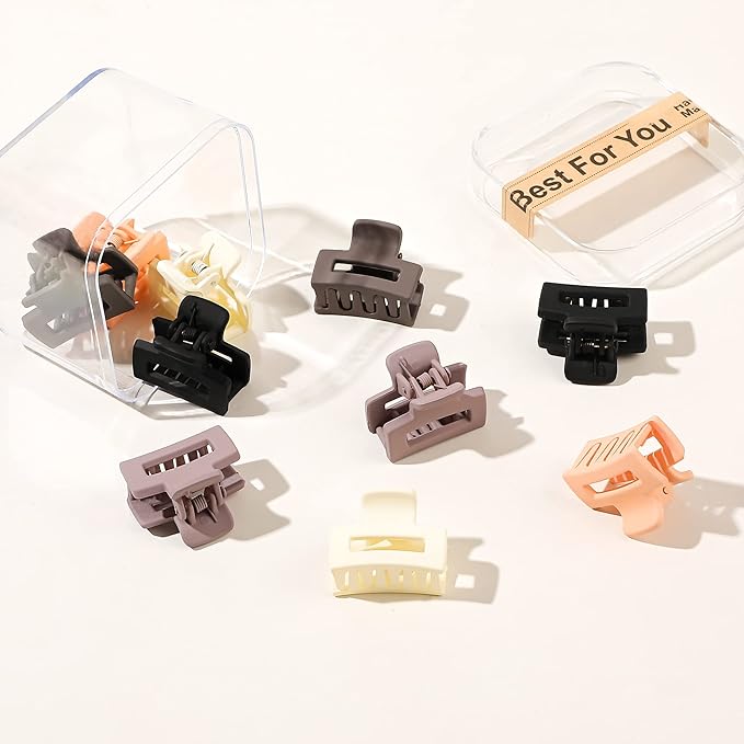 Small Claw Hair Clips for Women Girls - Mini Hair Clips Rectangle Tiny Claw Clips for Thin Hair Strong Hold Cute Jaw Clip Nonslip Hair Styling Accessories with Box