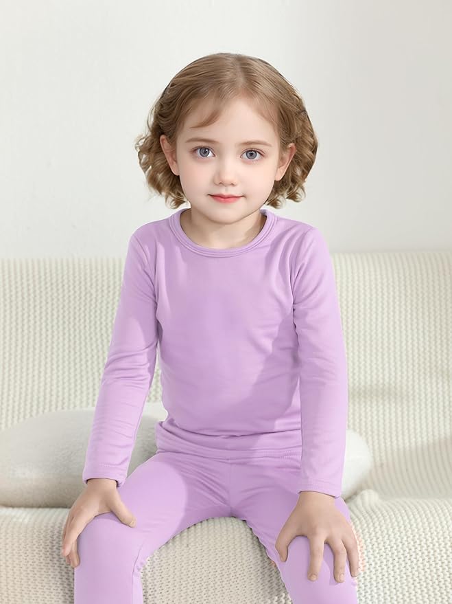 VZV 2T-6Y Toddler Thermal Set Thermal Underwear for Kids Fleece Lined Toddler Base Layer Long Johns for Kids Boys Girls