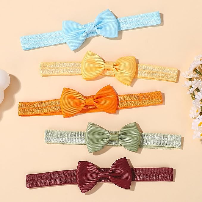 WillingTee 40 Colors Baby Girls Headbands Tiny Bows 2.75" Grosgrain Ribbon Hair Bow Hair Band Hair Accessories for Baby Girls Infants Toddlers Kids Newborns