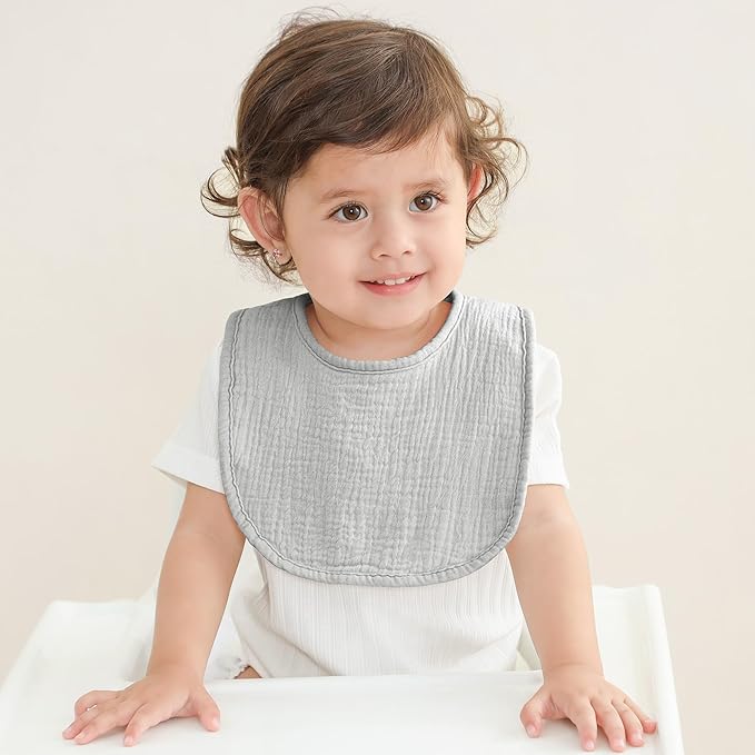 Susurration Muslin Baby Bibs 6 Pack Cotton Baby Drool Bibs,Soft Adjustable Baby Drooling Bibs for Unisex Boys Girls