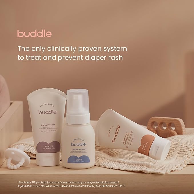 Buddle Clean Cheeks Foam Cleanser No-Rinse Baby Cleansing for Sensitive Skin, Paraben & Fragrance-Free, Pediatrician & Dermatologist Tested, 6.7oz