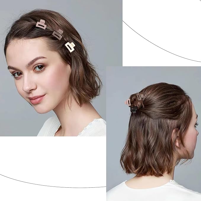 Small Claw Hair Clips for Women Girls - Mini Hair Clips Rectangle Tiny Claw Clips for Thin Hair Strong Hold Cute Jaw Clip Nonslip Hair Styling Accessories with Box