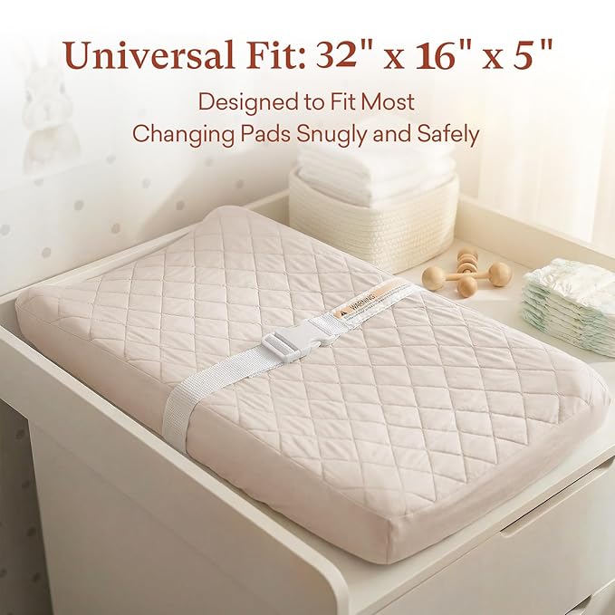 Quilted Changing Table Cover (2-Pack) Fitted Diaper Changing Pad Cover, Soft Breathable Ideal for Boys Girls (2-Pack)