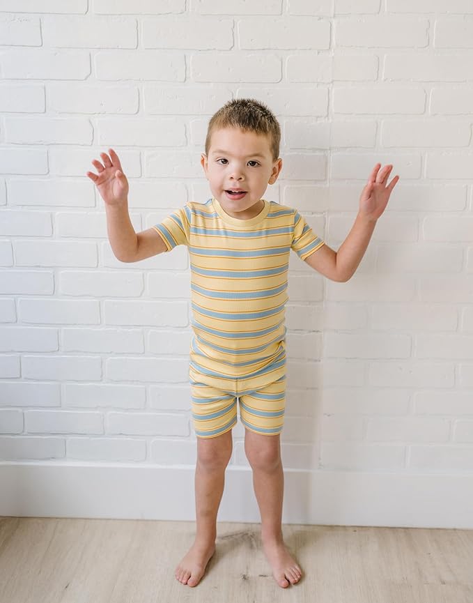 moimoln Stripe Pajamas Set 12M-8Y Ribbed Unisex Baby & Toddler, Soft Viscose, Snug-Fit, Everyday Sleepwear
