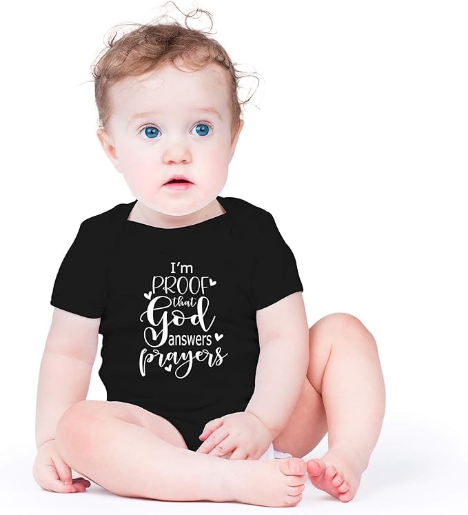 AW Fashions I'm Proof That God Answers Prayers Baby Bodysuit Cute Newborn Boy Funny Rompers Girl Clothes