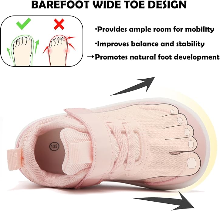 MORENDL Wide Toddler Shoes Baby Walking Shoes Boys & Girls Barefoot Sneakers Zero Drop Comfort Tennis Running Outdoor Activities
