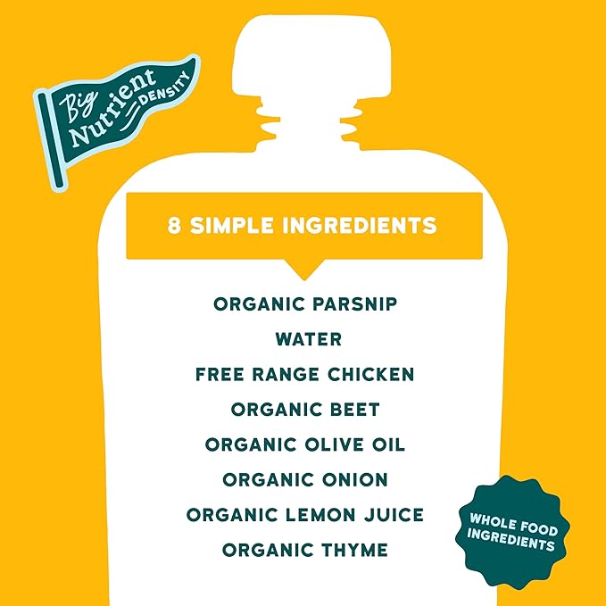 Serenity Kids 6+ Months Chicken Baby Food Pouches - 5g Protein With Organic Chicken - No Added Sugar & Veggie Pouches - On-The-Go Baby Meals - 3.5 Oz, 12 Pack