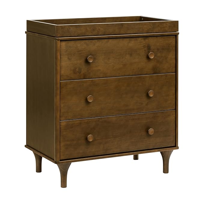 Babyletto Lolly 3-Drawer Changer Dresser with Removable Changing Tray in Natural Walnut, Greenguard Gold Certified