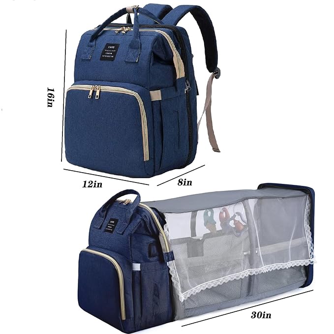 Baby Diaper Bags with Changing Station,900D Oxford Waterproof Diaper Bag Backpack for Moms Dads with USB Charging Port,Large Capacity Baby Essentials(Ungrade Blue)