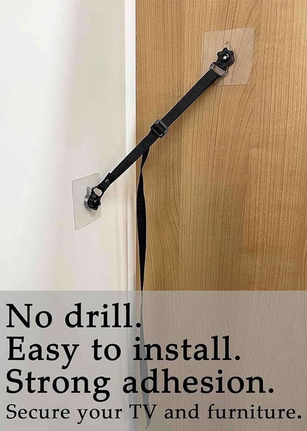 6 Pack Adjustable TV Safety Straps, No-Drill Adhesive Anti-Tip Furniture Anchors for Baby Proofing, Flat Screens Fix to Wall,Cabinet,Stand Or Desk, Earthquake Straps