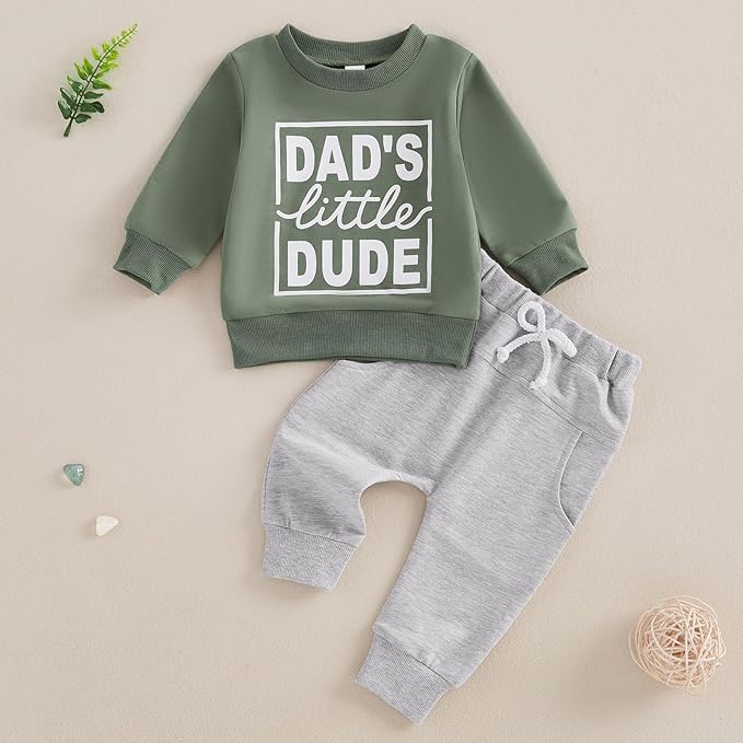 Baby Boy Fall Clothes Set Long Sleeve Letter Print Sweatshirt Pants Toddler Infant Outfits 6 12 18 24 Months 2T