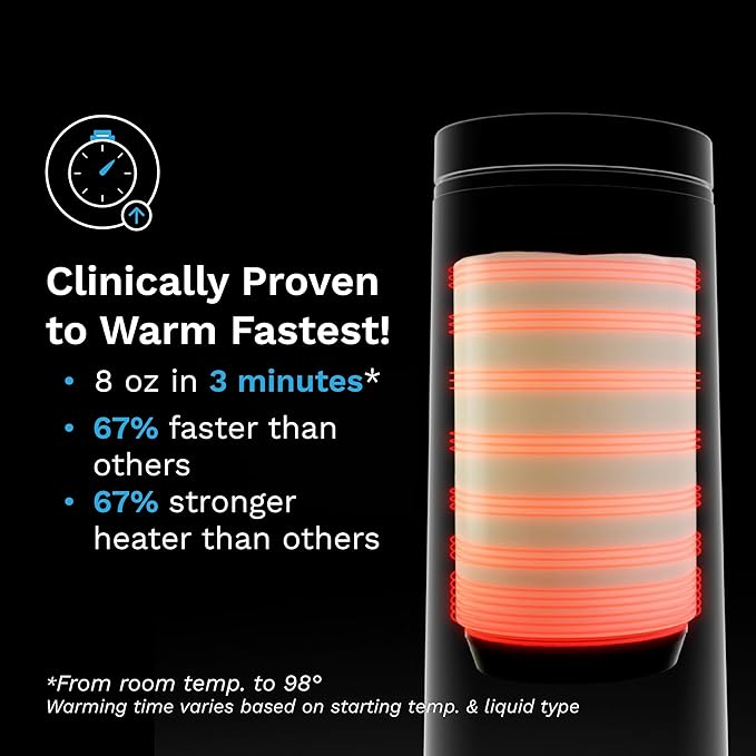 Baby Brezza Portable Warmer – 3X Faster Baby Bottle Warming - Travel Breastmilk and Formula Warmer - Safe, Even Heating - Up to 9oz - No Adapters, Grey