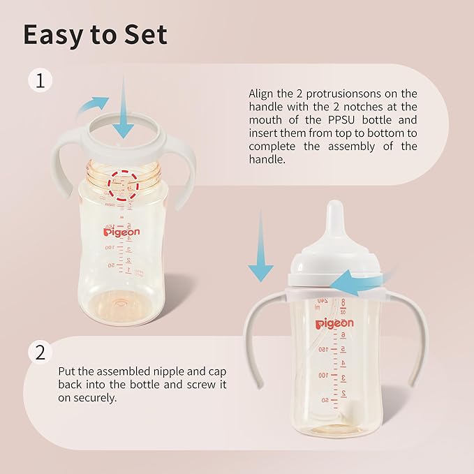 Pigeon Baby Bottle Handles for Pigeon PPSU Bottles 8.1Oz, Easy to Hold for Baby Hands, 1 Pack (Blue)