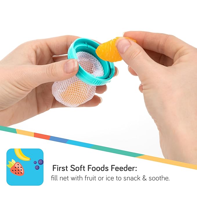 Nuby Nibbler Mesh First Soft Foods Feeder, 2pk, Blue & Green