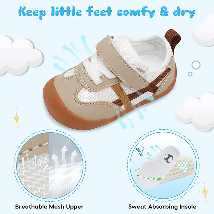 Scurtain Baby Shoes Boy Girl First Walking Shoe Infant Crib Breathable Sneakers Lightweight Barefoot Shoes for Babies