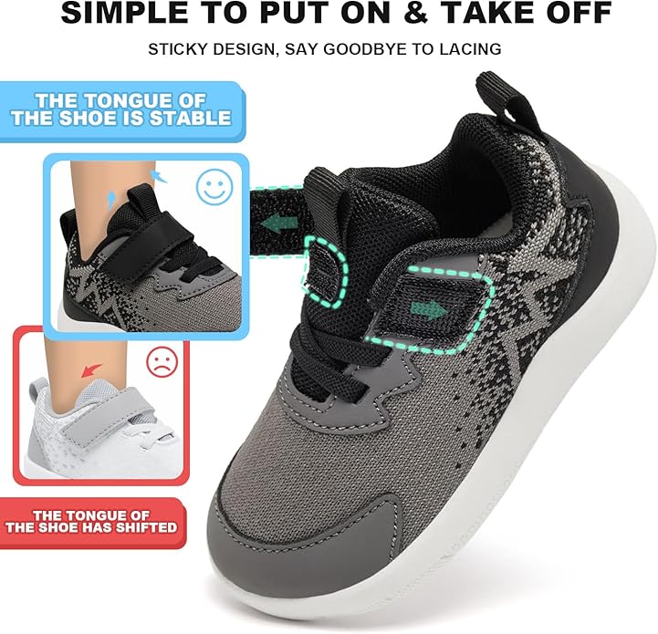 MORENDL Wide Toddler Shoes Baby Walking Shoes Boys & Girls Barefoot Sneakers Zero Drop Comfort Tennis Running Outdoor Activities