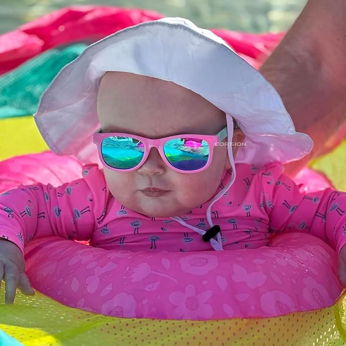 COASION Bendable Flexible Polarized Newborn Baby Sunglasses with Silicon Strap for Infant Boys Girls Age 0-12 Months CA9042