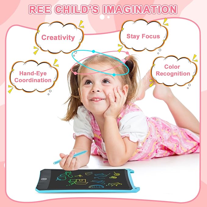 cimetech Toddler Girl Gifts Valentines Day, LCD Writing Tablet 2 Pack, Kids Toys for 3 4 5 Year Old Boys Girls, 8.5 Inch Coloring Books, Travel Essentials Activities, Birthday Gifts Toddler Age 1-3
