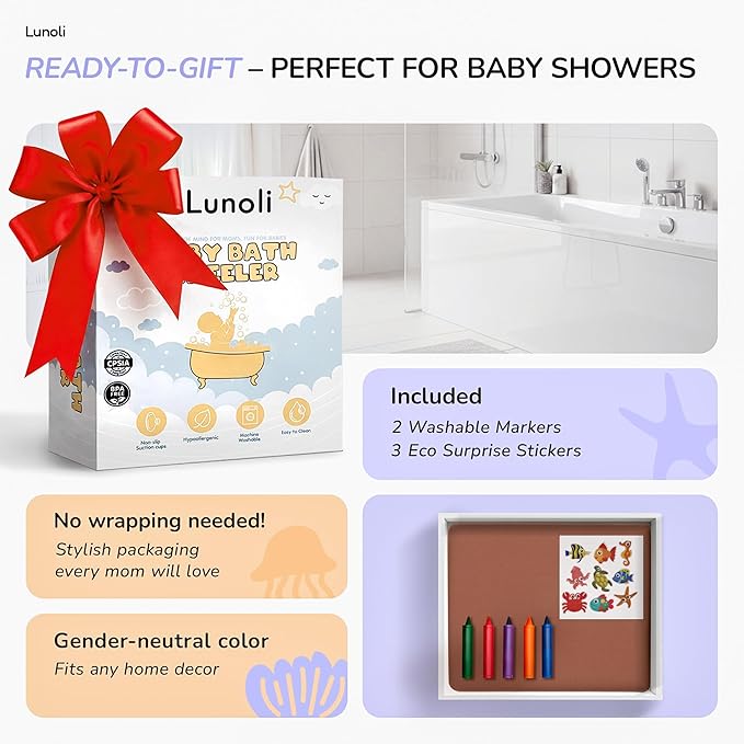 Baby Bath Kneeler and Elbow Rest Pad Set – 1.8″ Thick 2025 Color of the Year Mocha Mousse Memory Foam Kneeling Pad & Elbow Cushion with 6 Suction Cups, 4 Mesh Pockets, Waterproof & Machine Washable