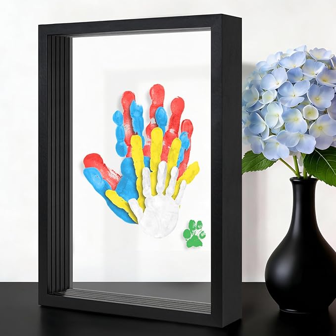 Omrhvi Family Handprint Kit, DIY Craft Keepsake, Hand Print Photo Frame, Family Gifts for New Mom, New Baby, New Parents, Grandparents, Mother's Day, Father's Day, Adoption Day, Anniversary