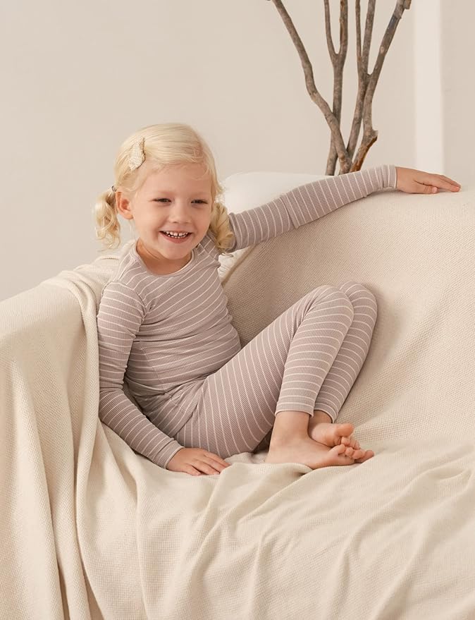 AVAUMA Stripe Pattern Baby Boys Girls Pajama Set Kids Toddler Snug fit Ribbed Sleepwear pjs for Daily Life Style