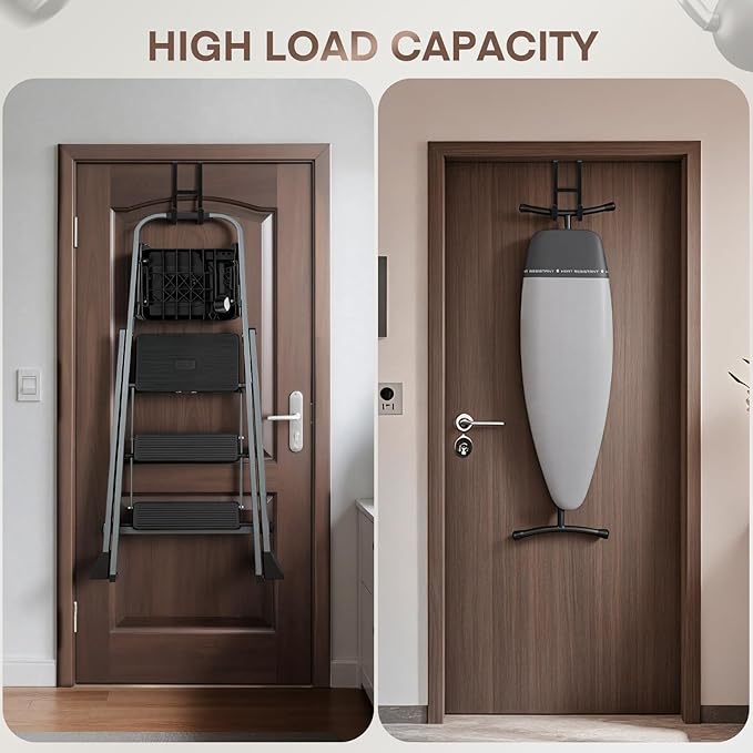 FYY 2 Packs Over The Door Hooks, Dual-Sided Door Hanger Hook, Heavy Duty No Drill Wall Hooks for Hanging Coats, Towels, Bags, Kitchen Closet Fits Most Doors Up to 1-7/8" Thickness (Black)
